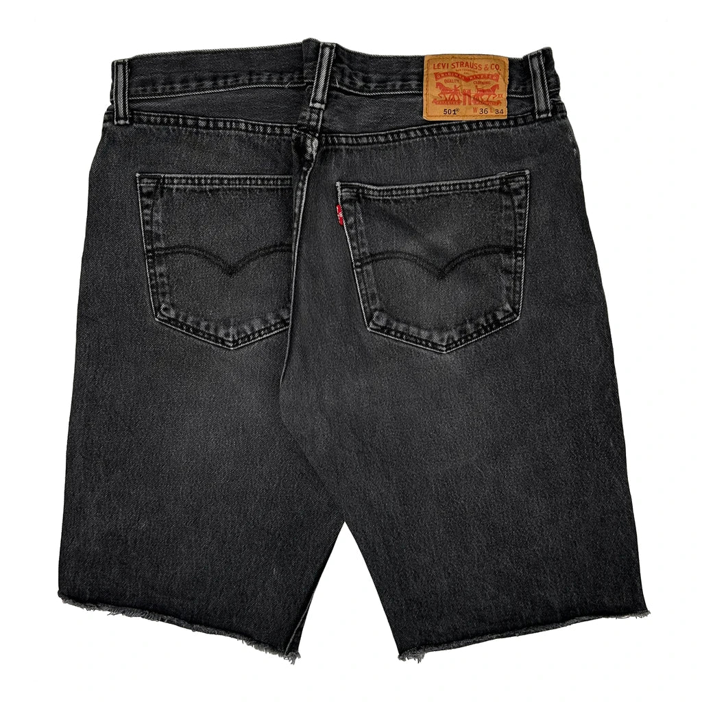 Levis Cut Off Denim Shorts - 34W 11L Black Denim