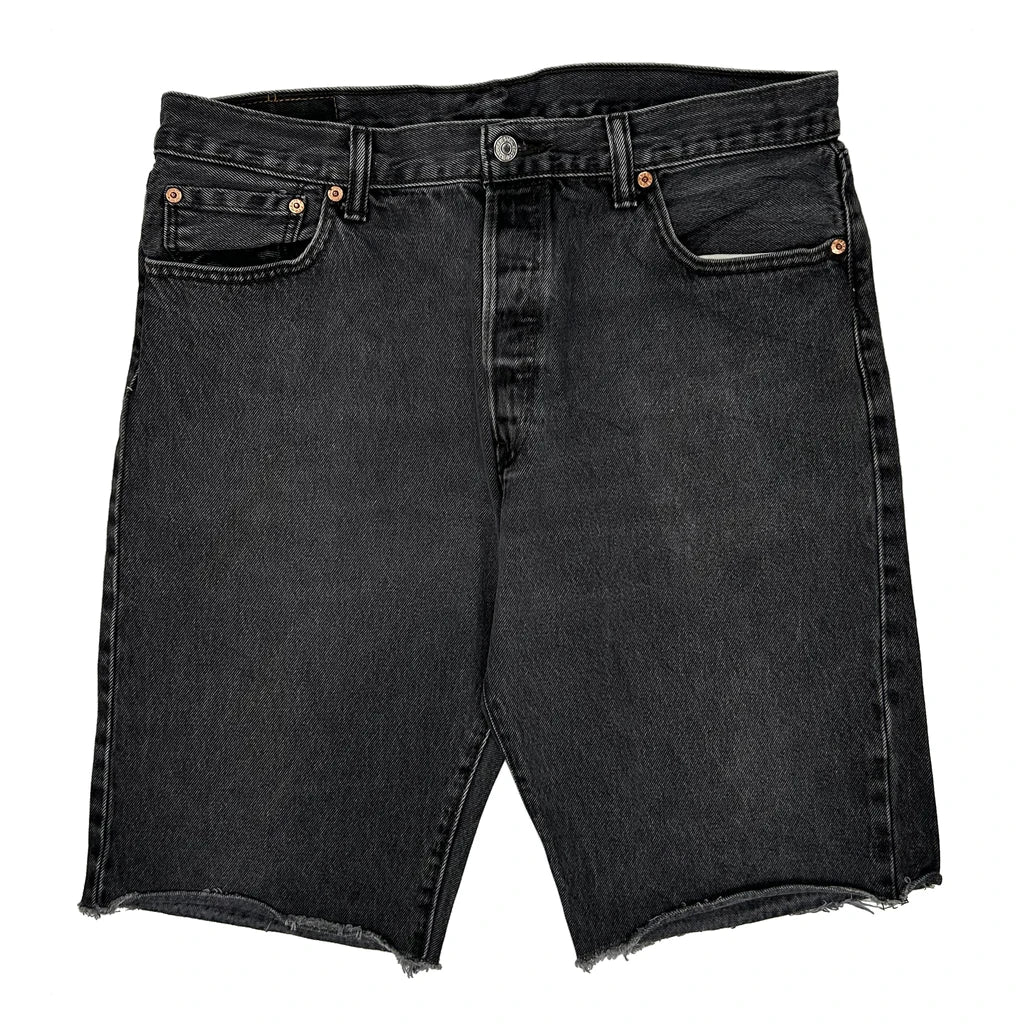 Levis Cut Off Denim Shorts - 34W 11L Black Denim - Image 2