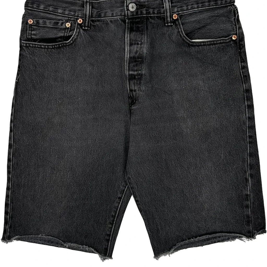Levis Cut Off Denim Shorts - 34W 11L Black Denim - Image 8