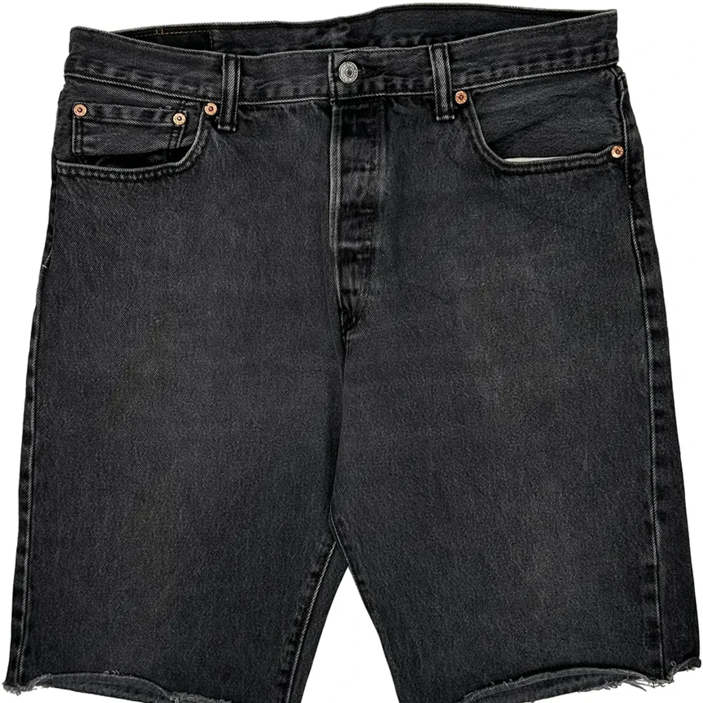 Levis Cut Off Denim Shorts - 34W 11L Black Denim - Image 9