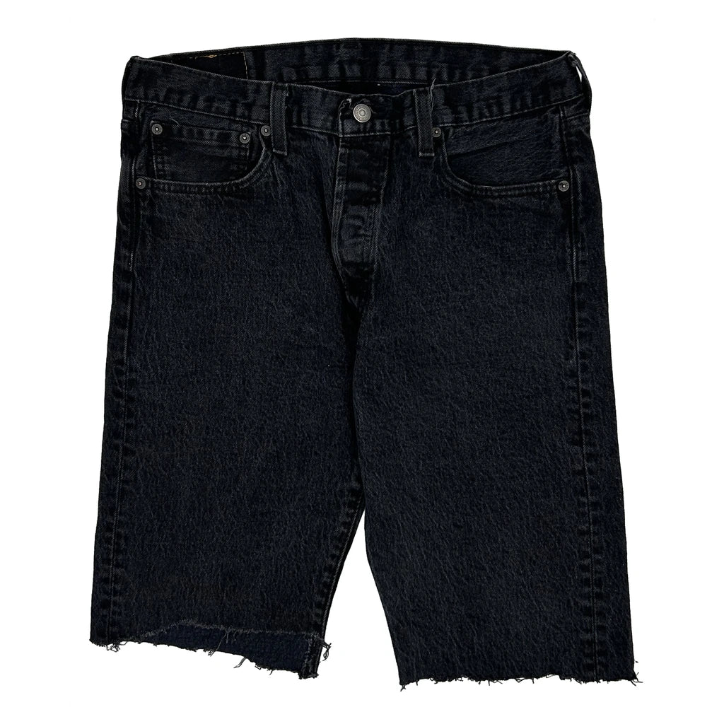 Levis Cut Off Denim Shorts - 34W 11L Black Denim - Image 2