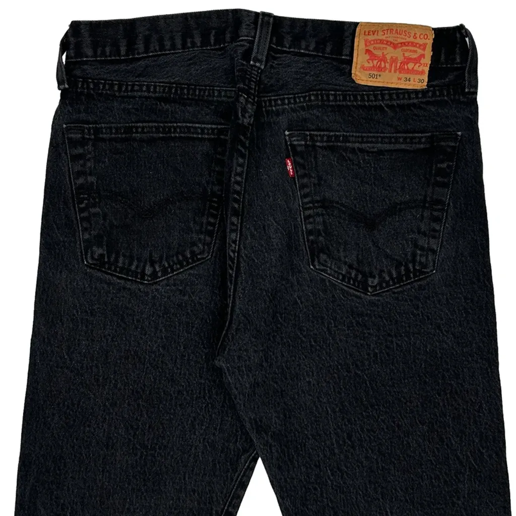 Levis Cut Off Denim Shorts - 34W 11L Black Denim - Image 7