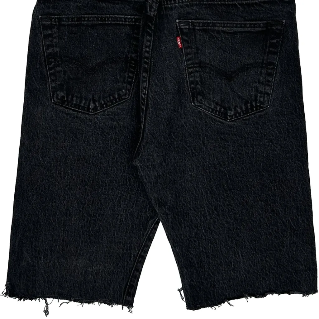 Levis Cut Off Denim Shorts - 34W 11L Black Denim - Image 8