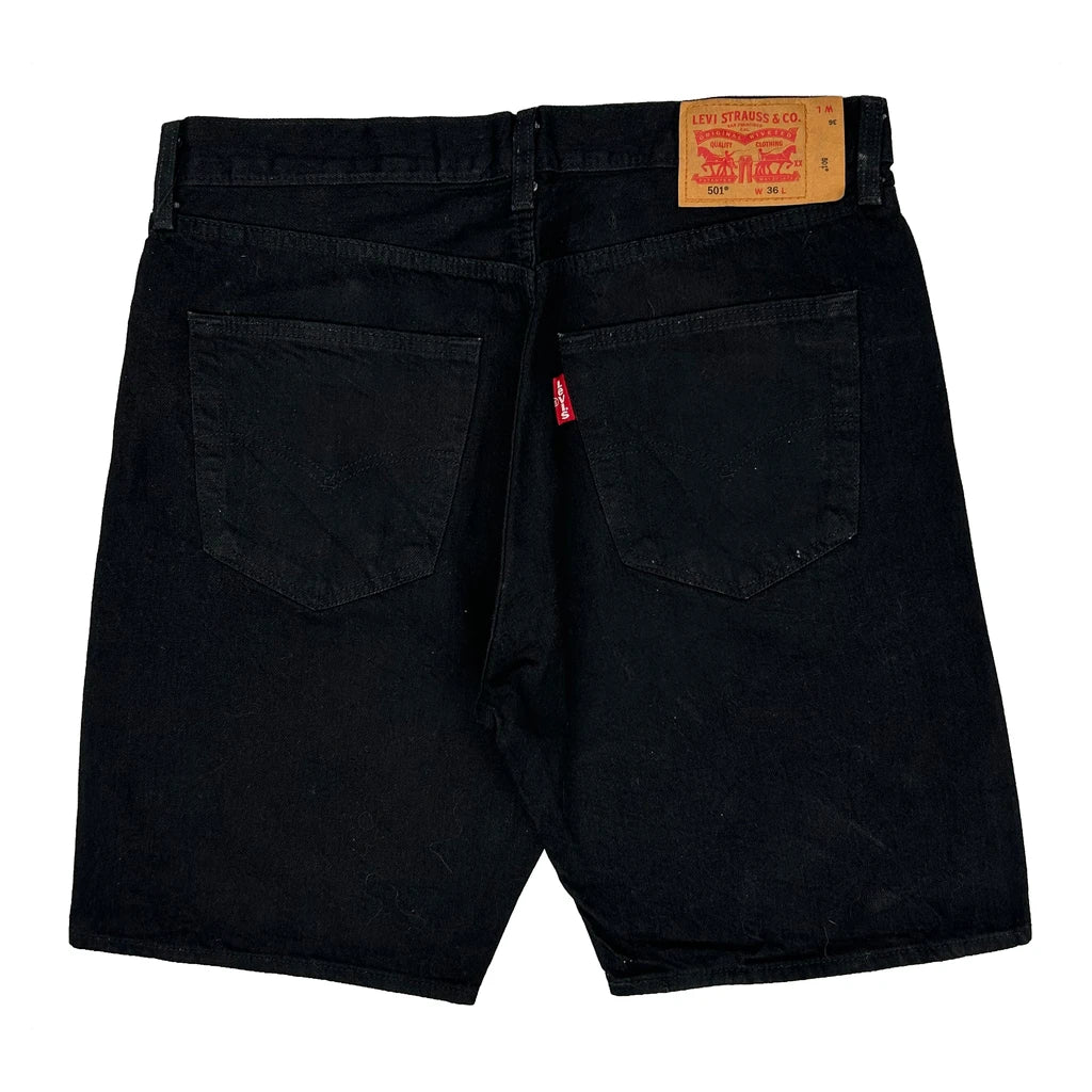 Levis 501 Denim Shorts - 36W 10L Black Denim