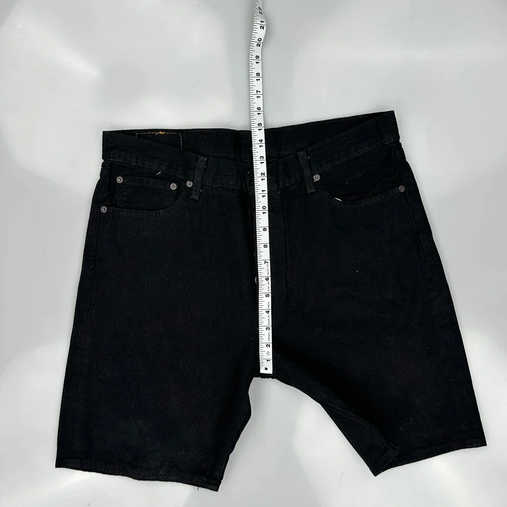 Levis 501 Denim Shorts - 36W 10L Black Denim - Image 4
