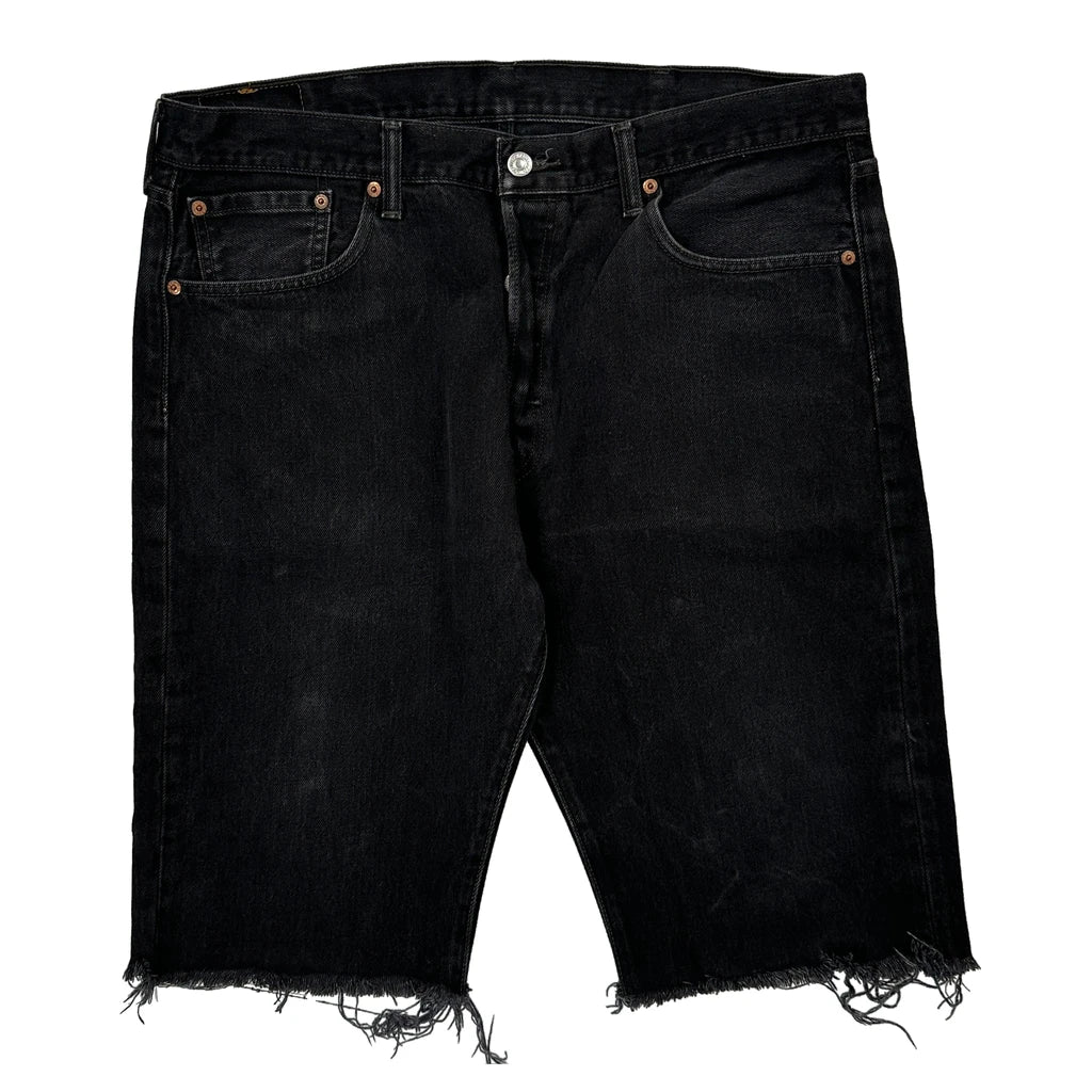 Levis Cut Off Denim Shorts - 36W 10L Black Cotton - Image 2