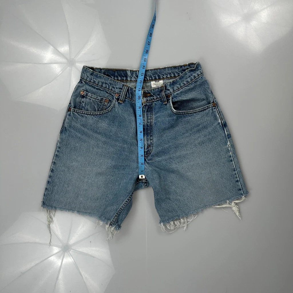 Levis Cut Off Denim Shorts - 28W 9L Blue Cotton - Image 4
