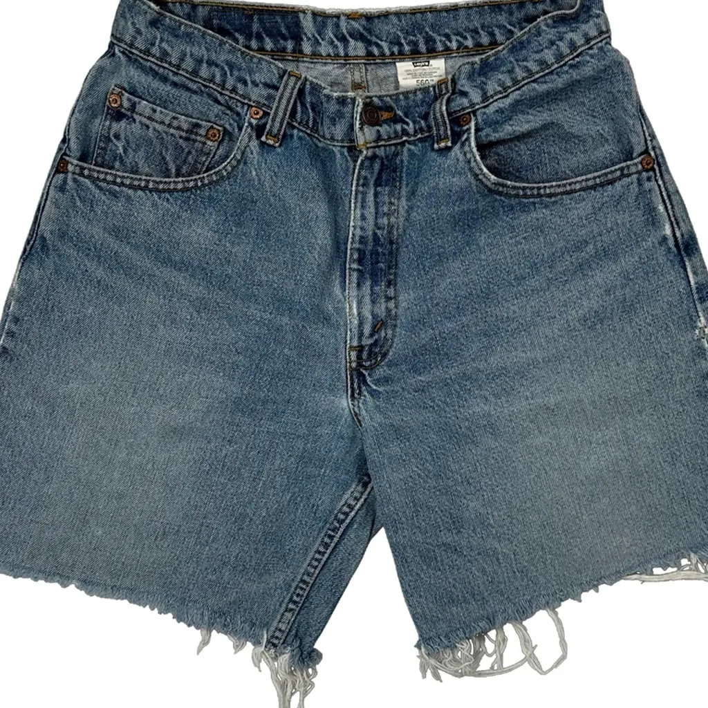 Levis Cut Off Denim Shorts - 28W 9L Blue Cotton - Image 9