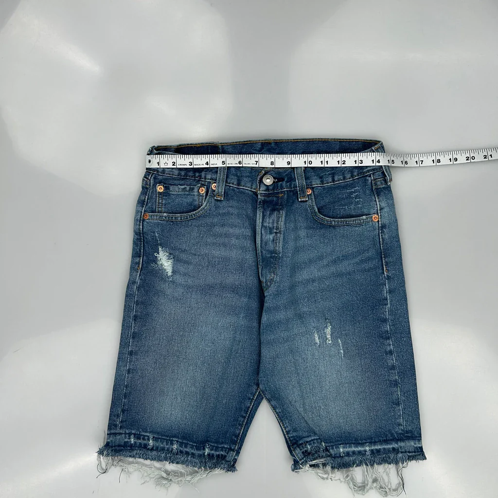Levis Cut Off Denim Shorts - 29W 11L Blue Denim - Image 3