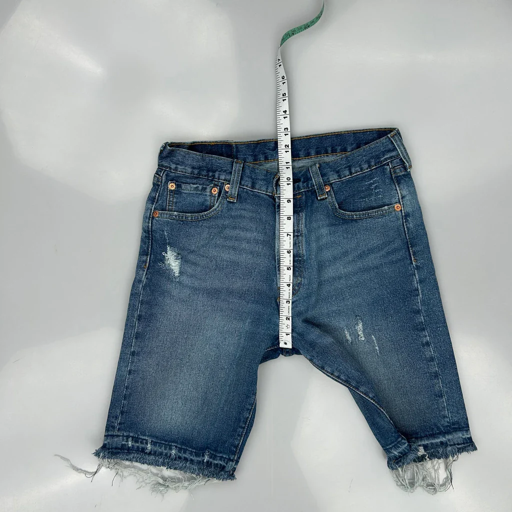 Levis Cut Off Denim Shorts - 29W 11L Blue Denim - Image 4