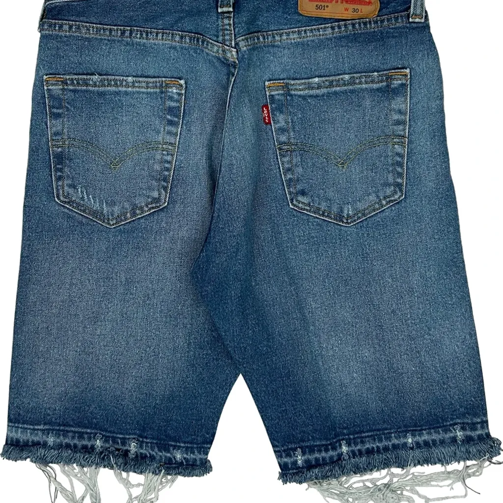 Levis Cut Off Denim Shorts - 29W 11L Blue Denim - Image 7