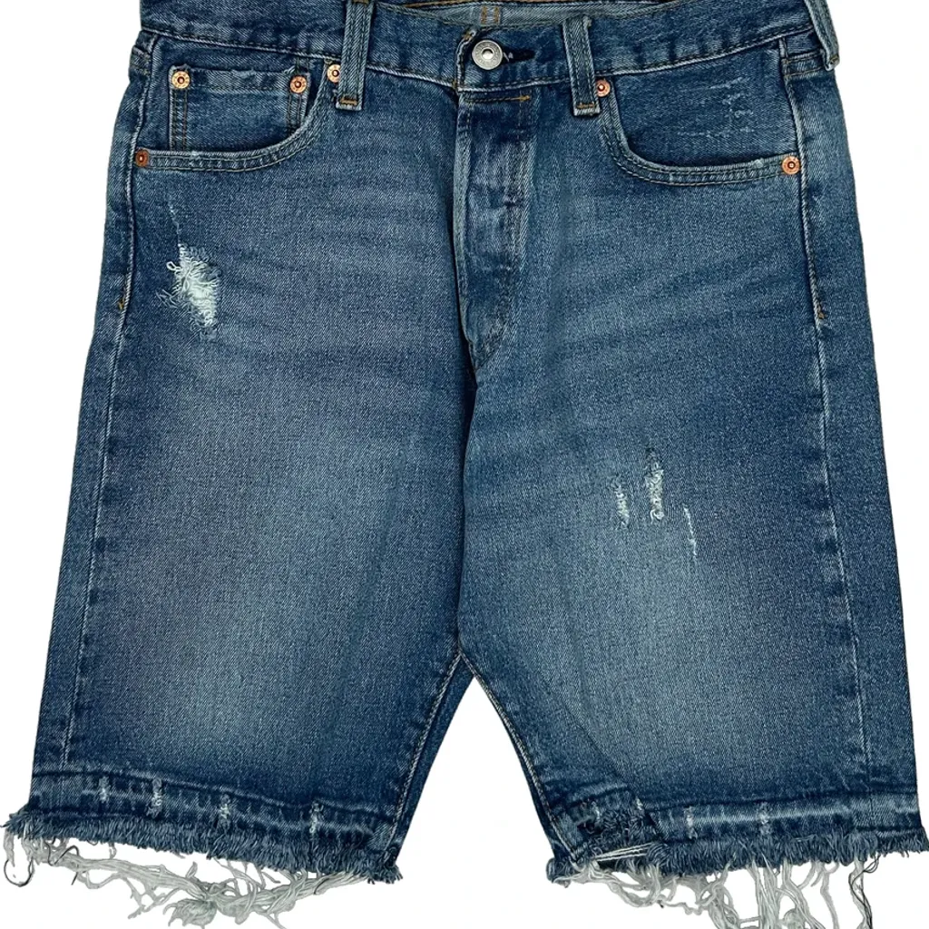 Levis Cut Off Denim Shorts - 29W 11L Blue Denim - Image 9