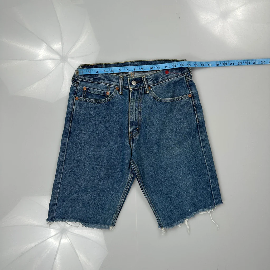 Levis Cut Off Denim Shorts - 29W 10L Blue Denim - Image 3