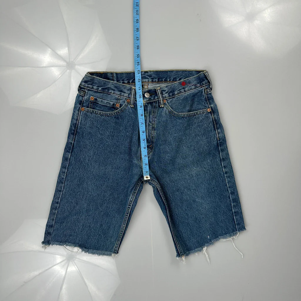Levis Cut Off Denim Shorts - 29W 10L Blue Denim - Image 4