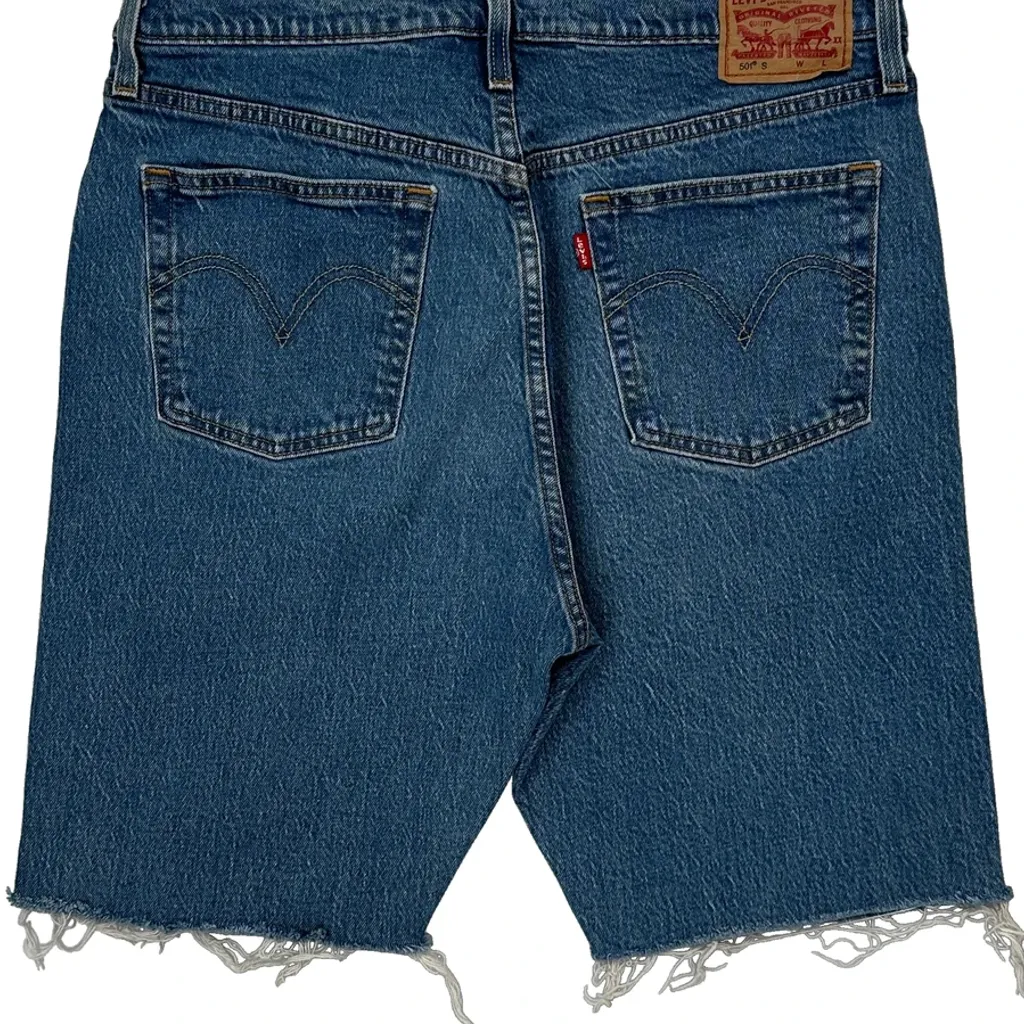 Levis Cut Off Denim Shorts - 31W 10L Blue Denim - Image 7