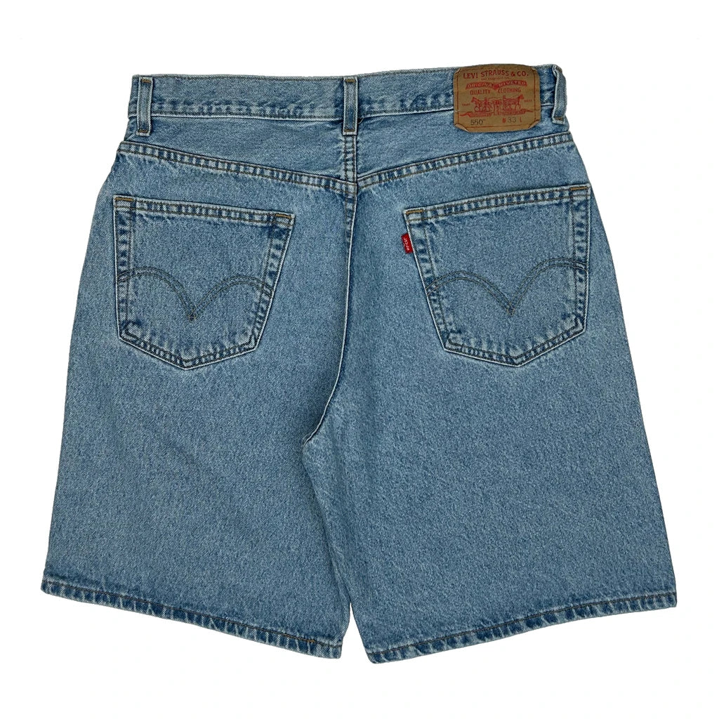 Levis 550 Baggy Denim Shorts - 32W 9L Blue Cotton