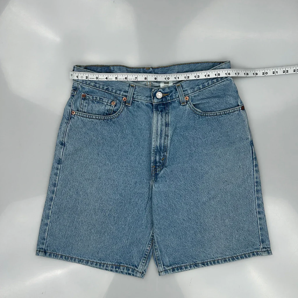 Levis 550 Baggy Denim Shorts - 32W 9L Blue Cotton - Image 3