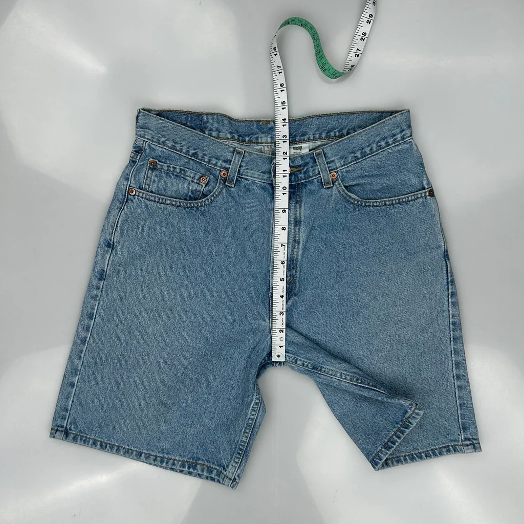Levis 550 Baggy Denim Shorts - 32W 9L Blue Cotton - Image 4