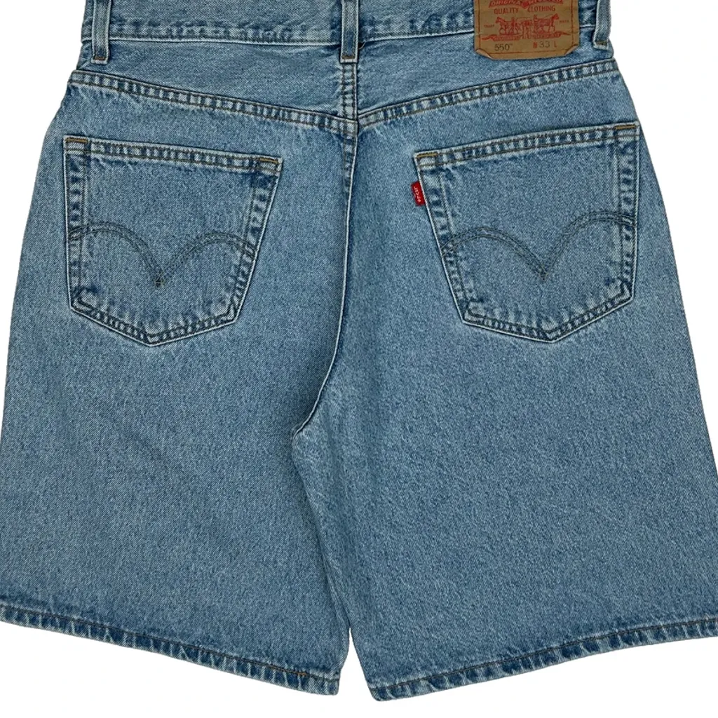 Levis 550 Baggy Denim Shorts - 32W 9L Blue Cotton - Image 8
