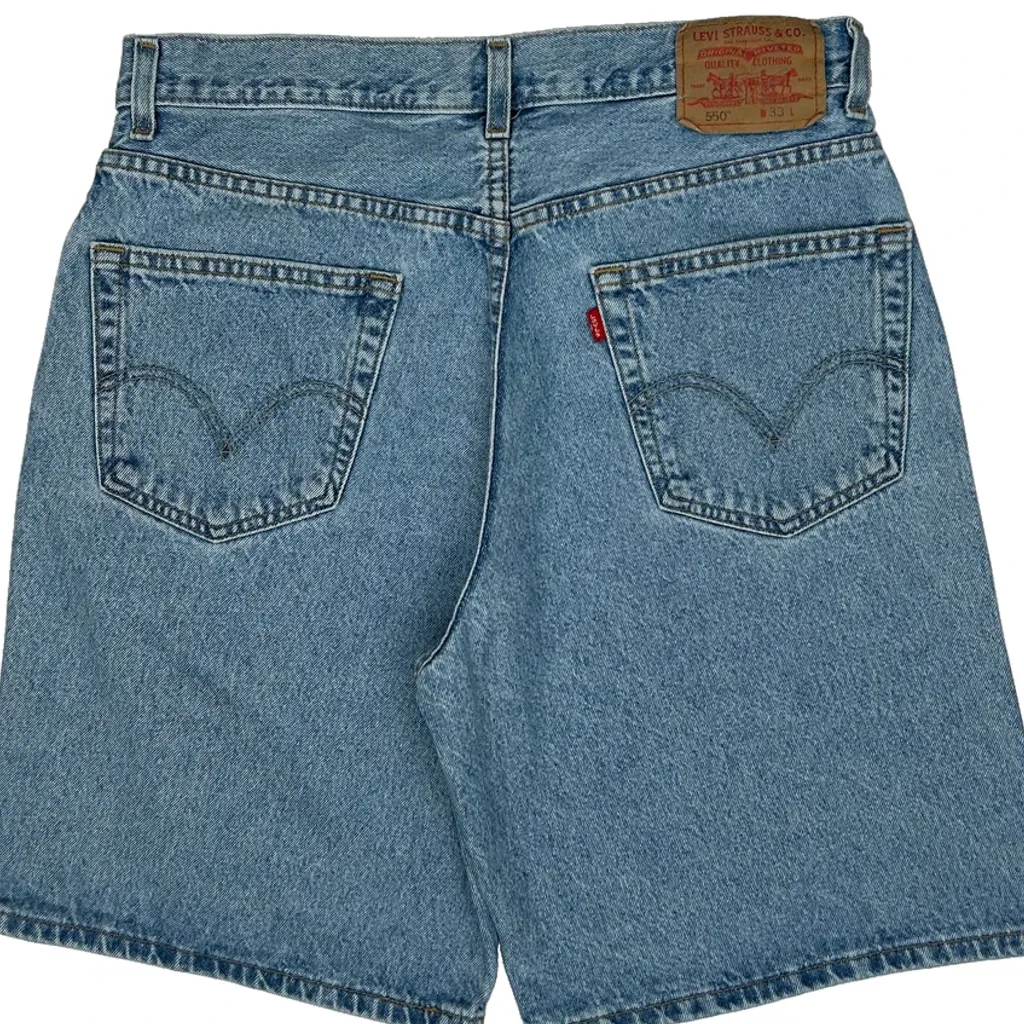 Levis 550 Baggy Denim Shorts - 32W 9L Blue Cotton - Image 9