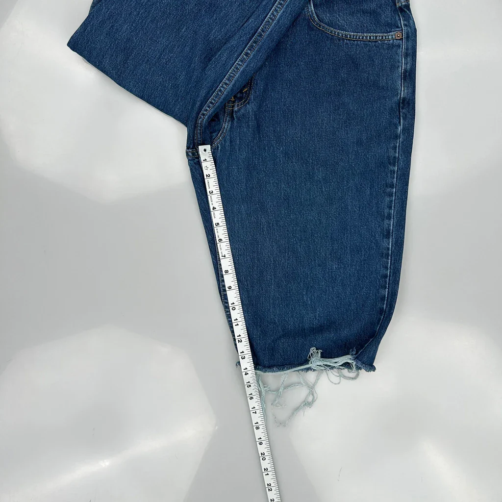 Levis Cut Off Denim Shorts - 32W 12L Blue Cotton - Image 5