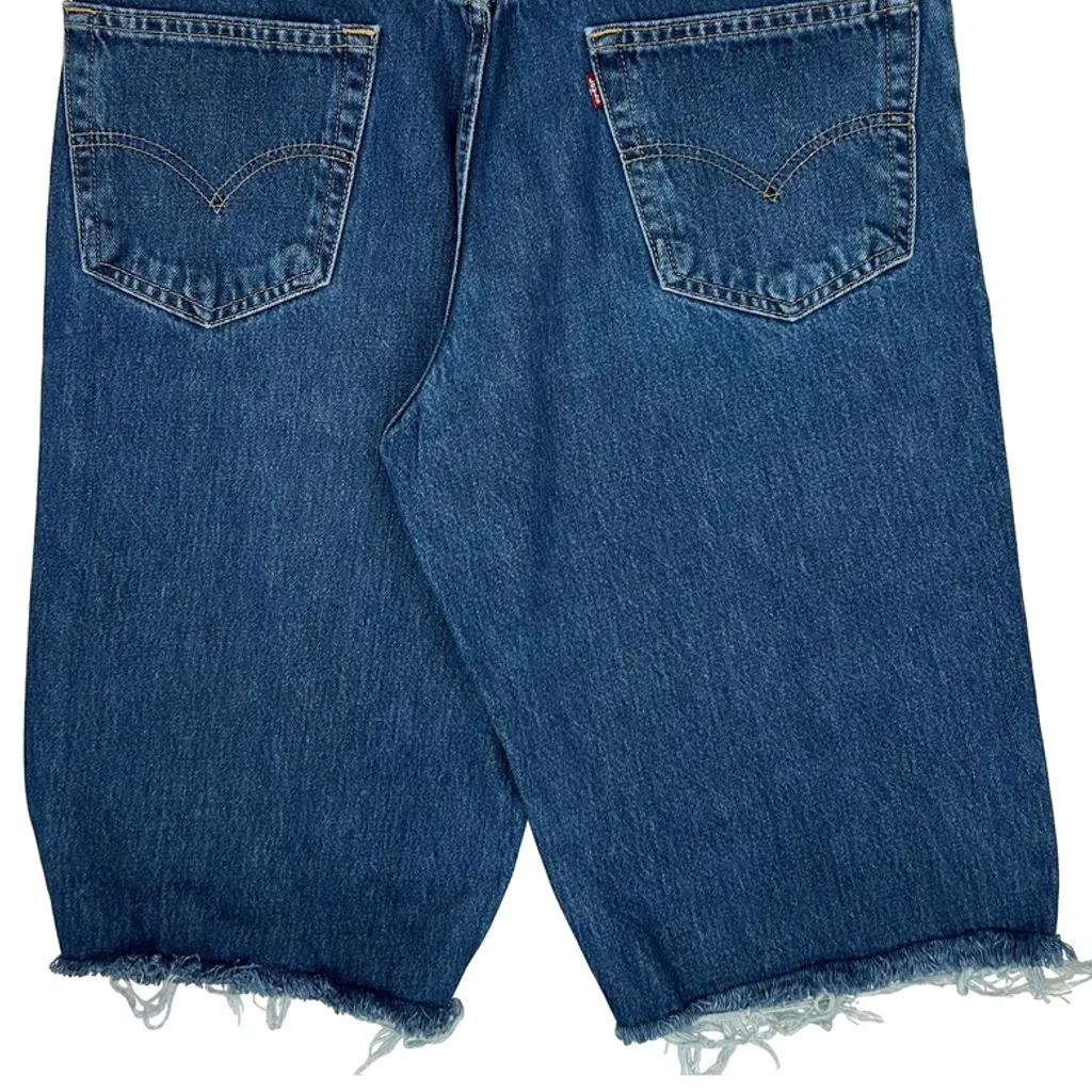 Levis Cut Off Denim Shorts - 32W 12L Blue Cotton - Image 8