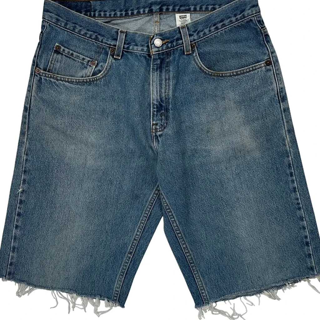 Levis Cut Off Denim Shorts - 32W 11L Blue Cotton - Image 9