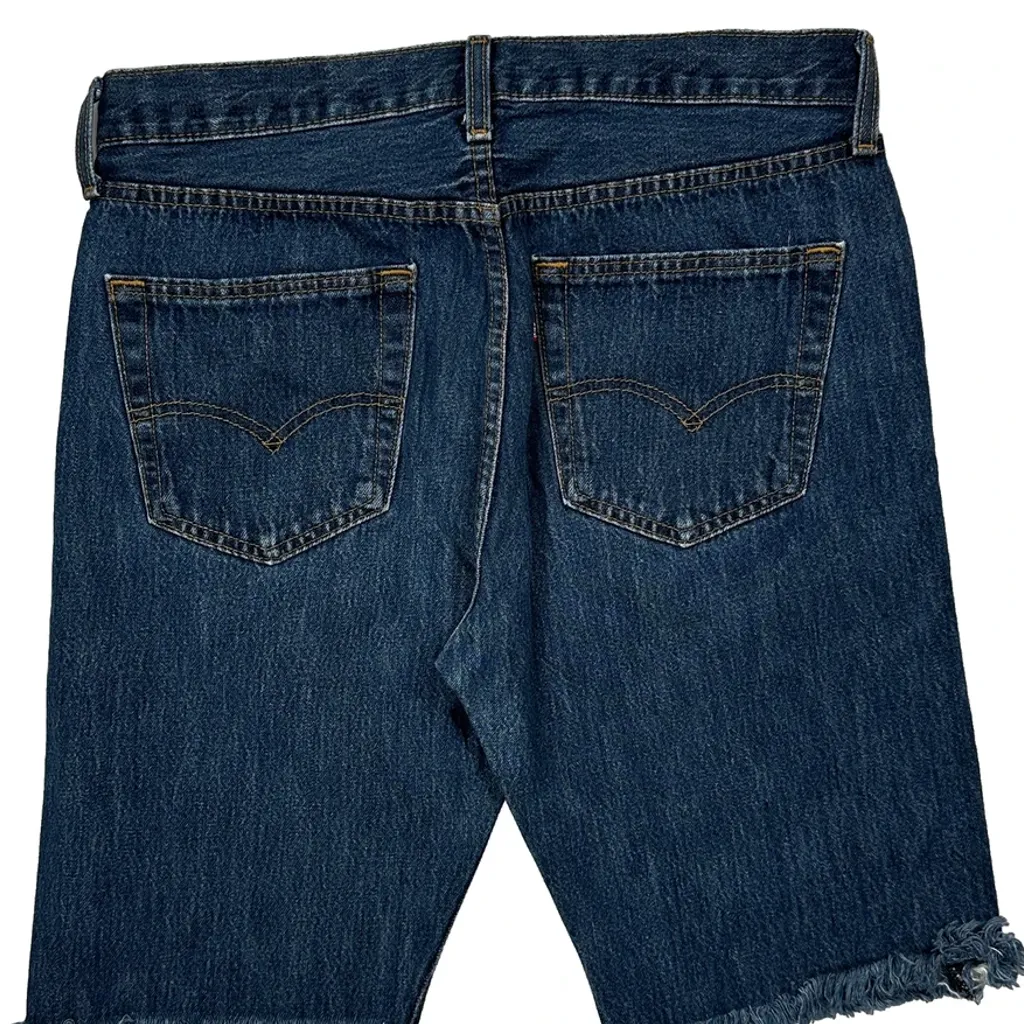 Levis Cut Off Denim Shorts - 32W 10L Blue Denim - Image 8