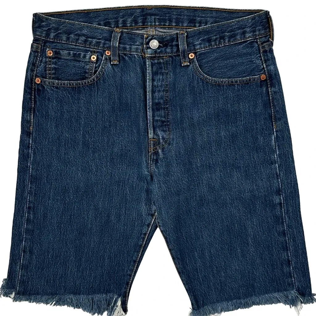 Levis Cut Off Denim Shorts - 32W 10L Blue Denim - Image 9