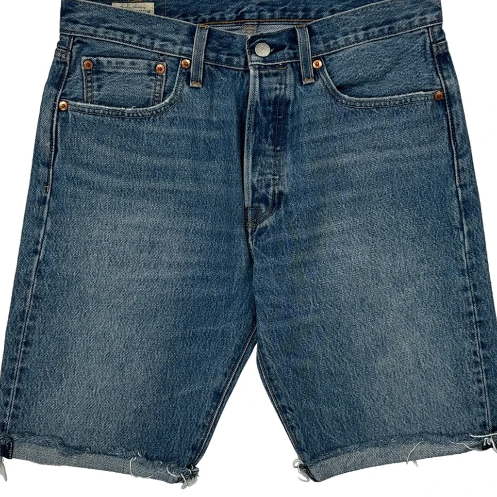 Levis Cut Off Denim Shorts - 32W 10L Blue Denim - Image 10