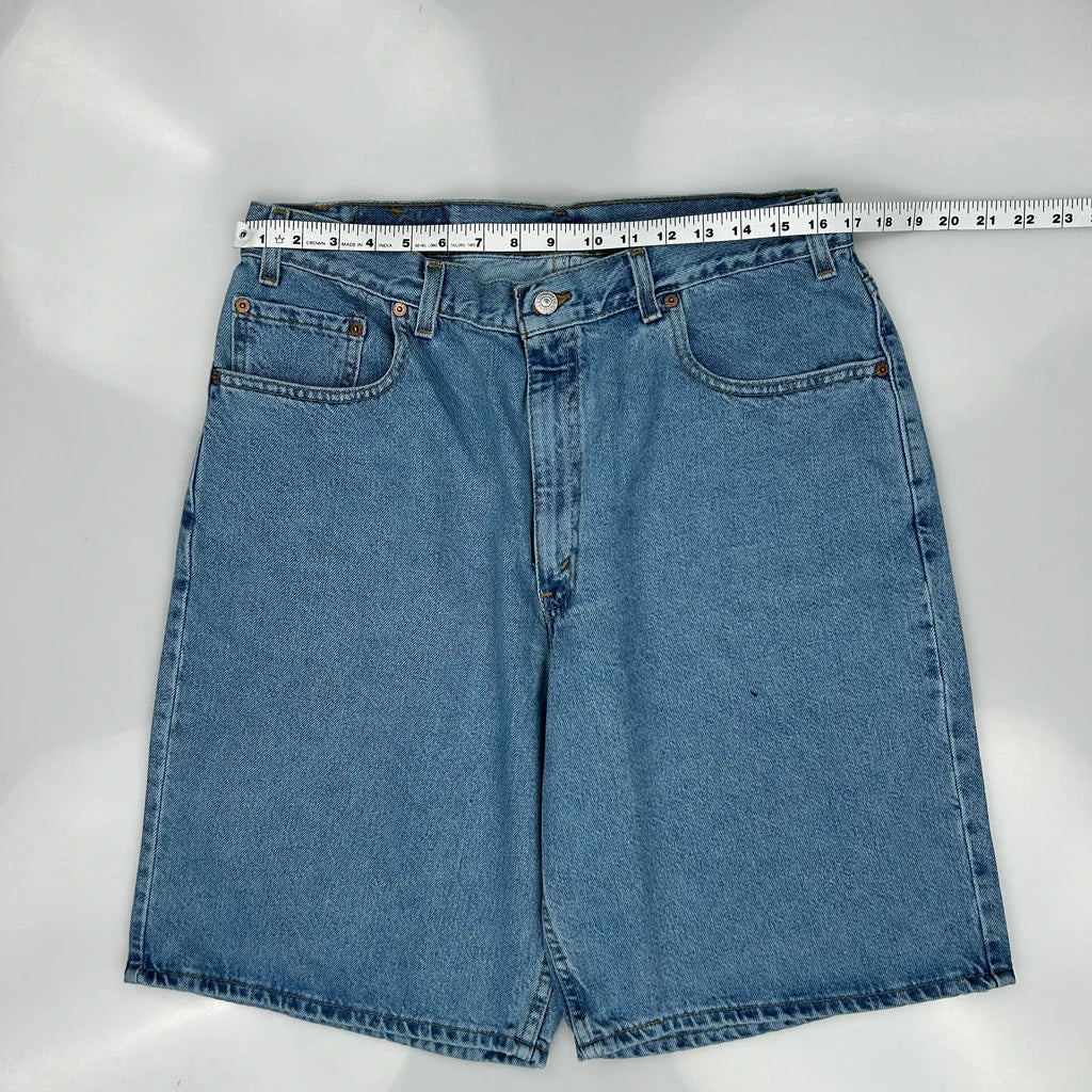 Levis 550 Baggy Denim Shorts - 33W 11L Blue Denim - Image 3
