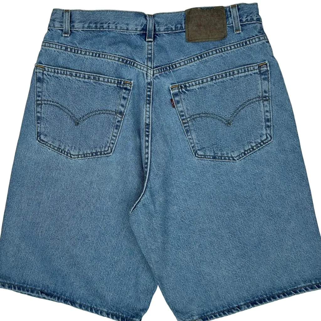 Levis 550 Baggy Denim Shorts - 33W 11L Blue Denim - Image 7