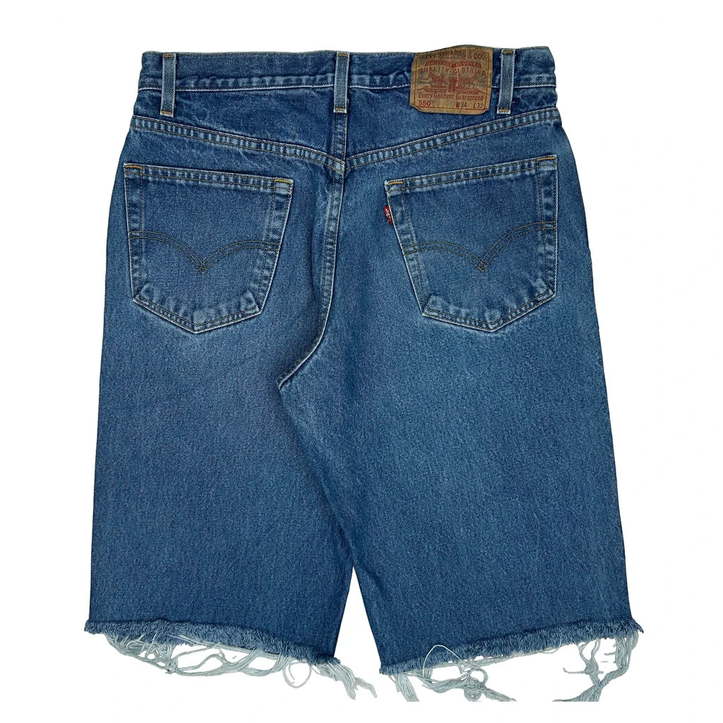 Levis Cut Off Denim Shorts - 33W 11L Blue Cotton