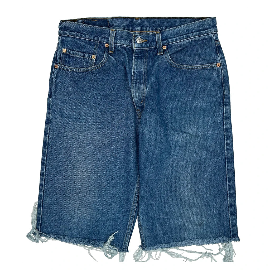 Levis Cut Off Denim Shorts - 33W 11L Blue Cotton - Image 2