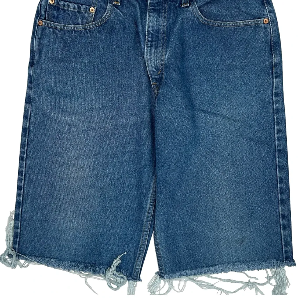 Levis Cut Off Denim Shorts - 33W 11L Blue Cotton - Image 9