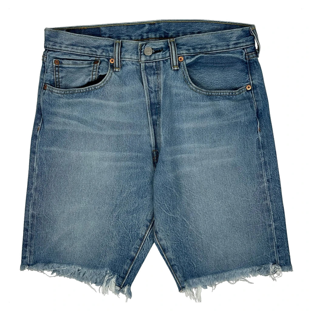 Levis Cut Off Denim Shorts - 33W 10L Blue Denim - Image 2