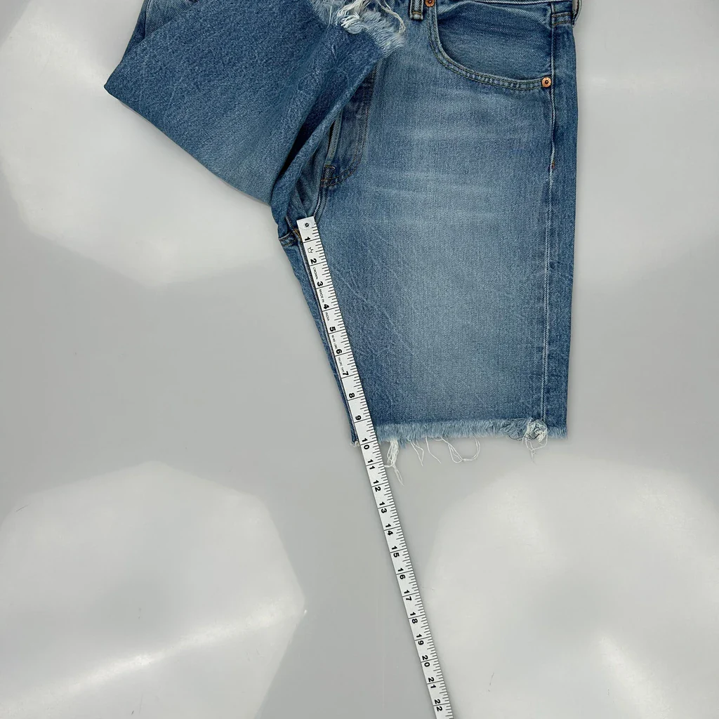 Levis Cut Off Denim Shorts - 33W 10L Blue Denim - Image 5