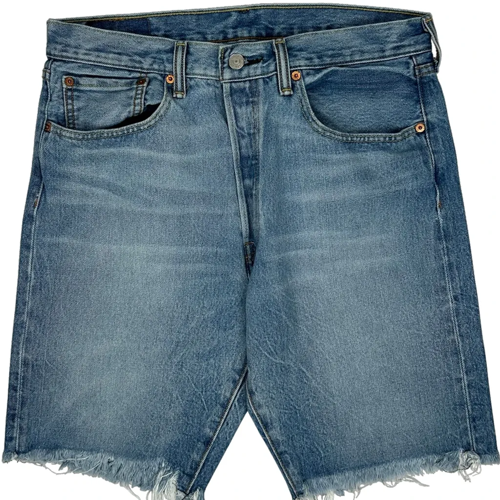 Levis Cut Off Denim Shorts - 33W 10L Blue Denim - Image 9