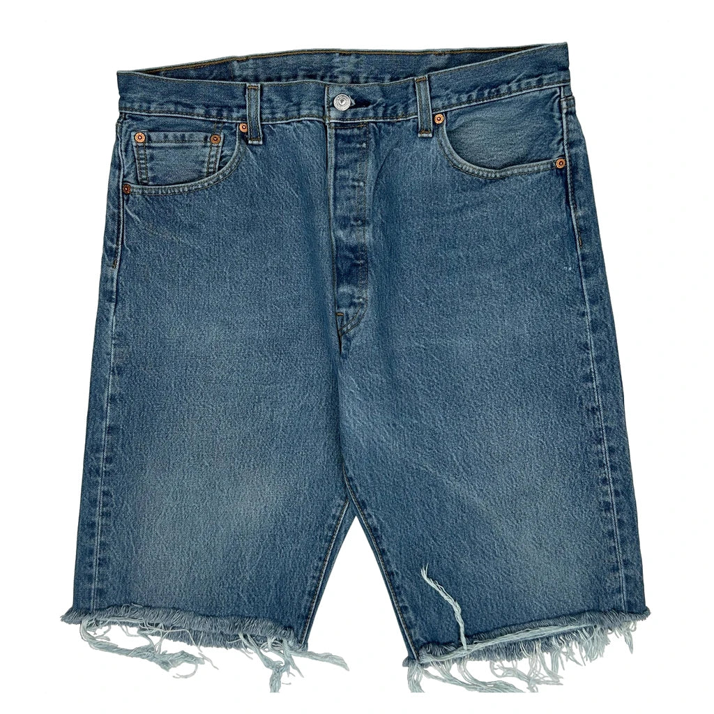 Levis Cut Off Denim Shorts - 34W 10L Blue Denim - Image 2