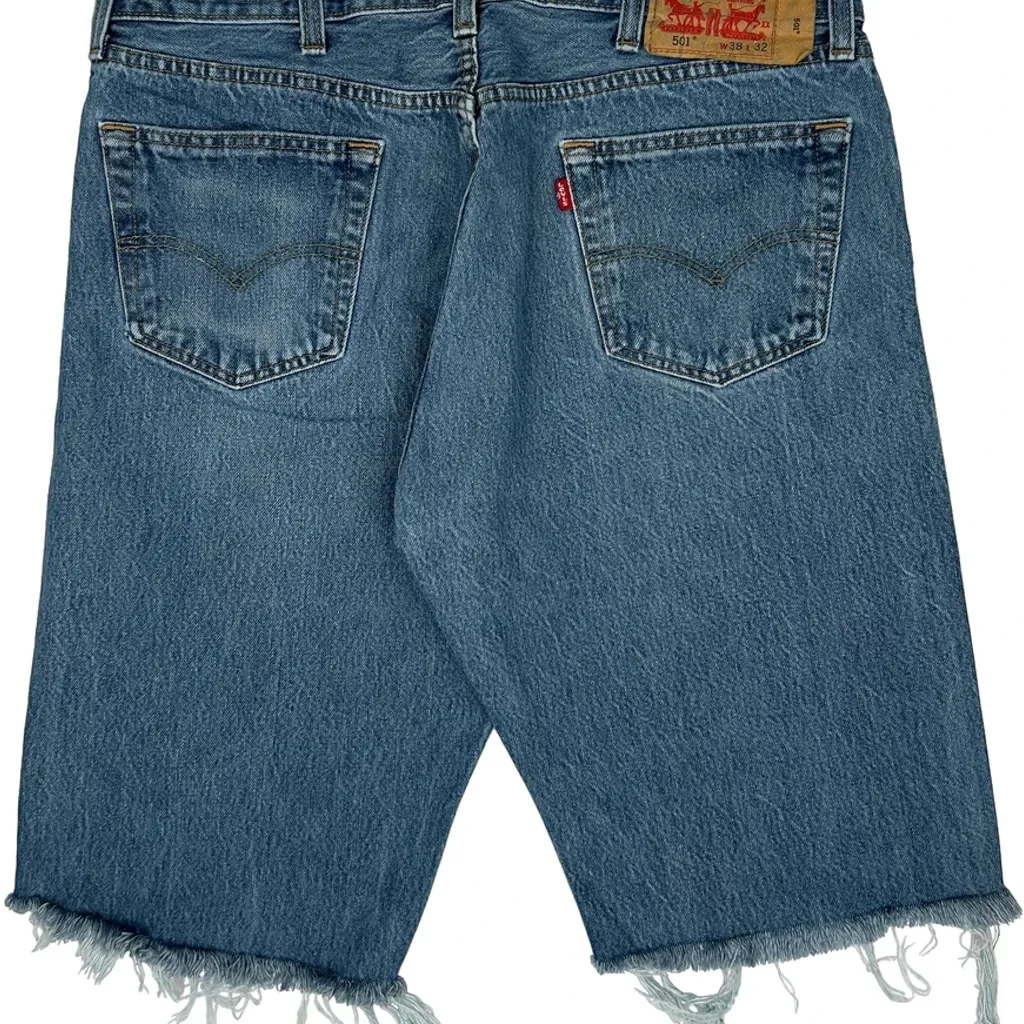 Levis Cut Off Denim Shorts - 34W 10L Blue Denim - Image 6