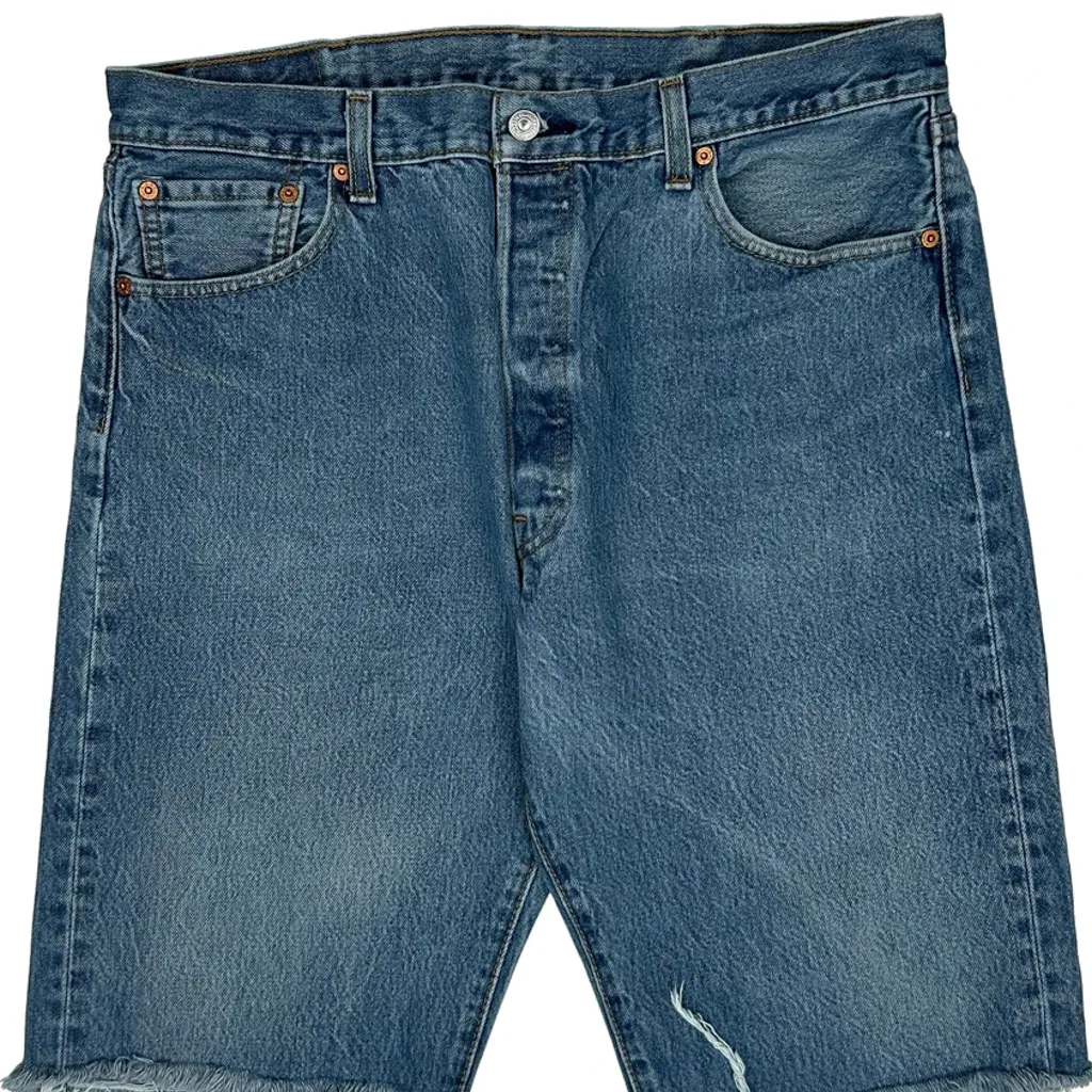 Levis Cut Off Denim Shorts - 34W 10L Blue Denim - Image 8