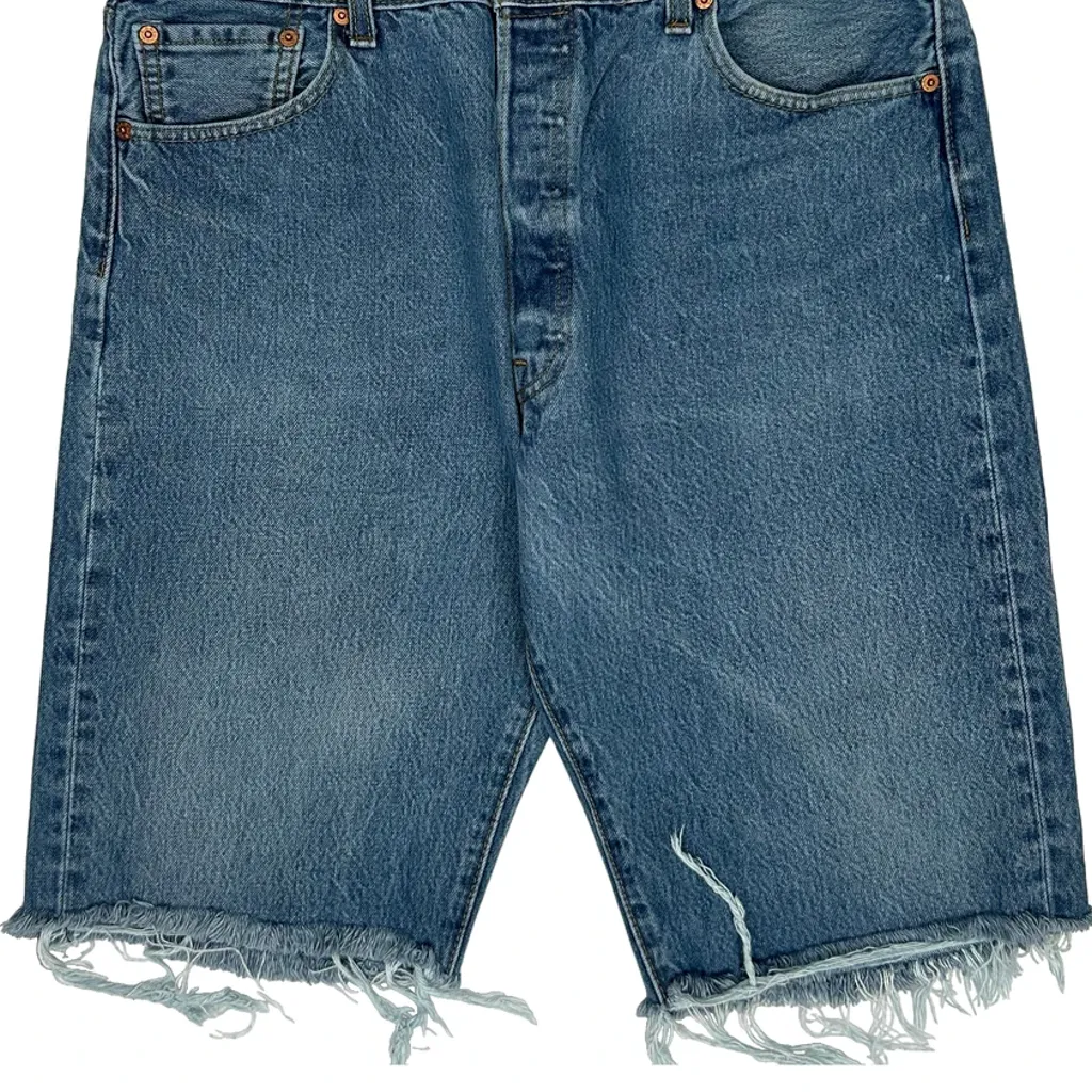 Levis Cut Off Denim Shorts - 34W 10L Blue Denim - Image 9