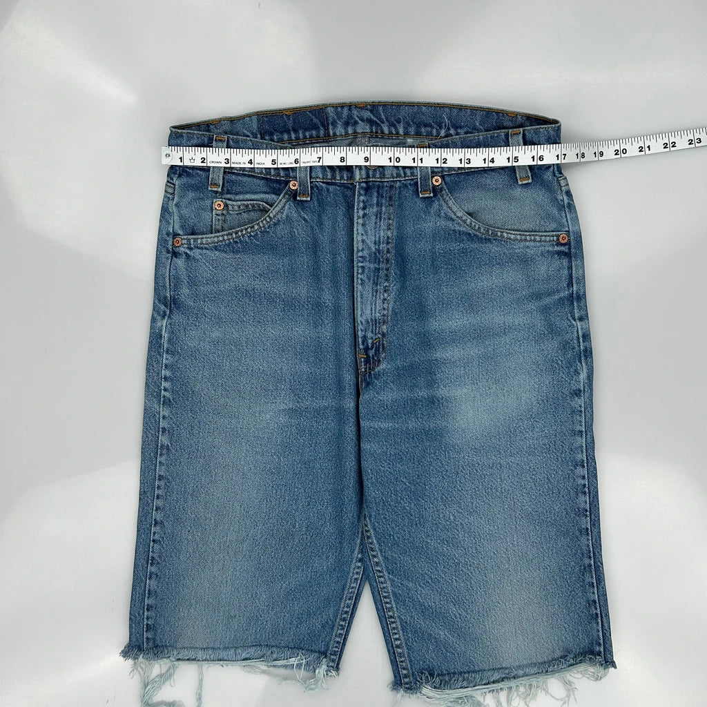 Levis Cut Off Denim Shorts - 34W 12L Blue Denim - Image 3