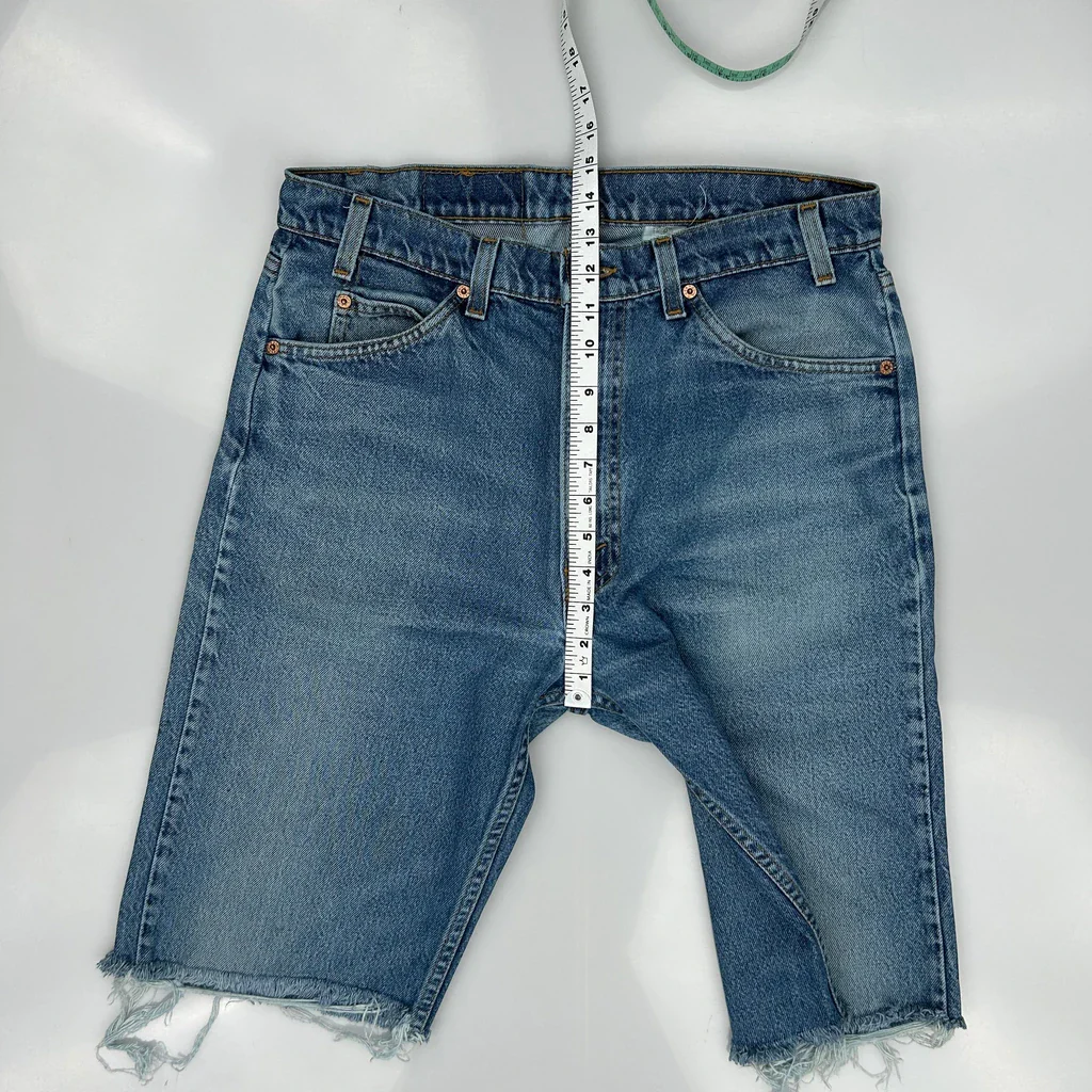 Levis Cut Off Denim Shorts - 34W 12L Blue Denim - Image 4