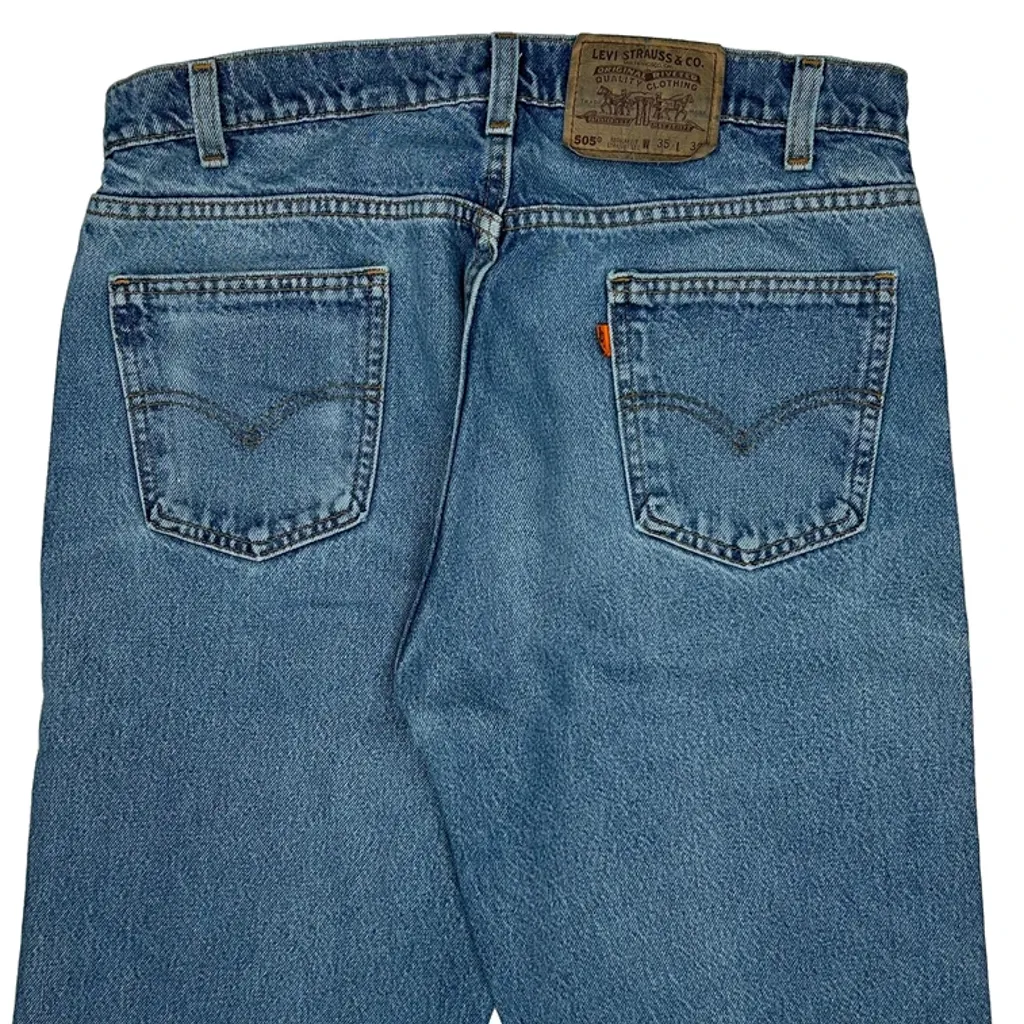 Levis Cut Off Denim Shorts - 34W 12L Blue Denim - Image 7