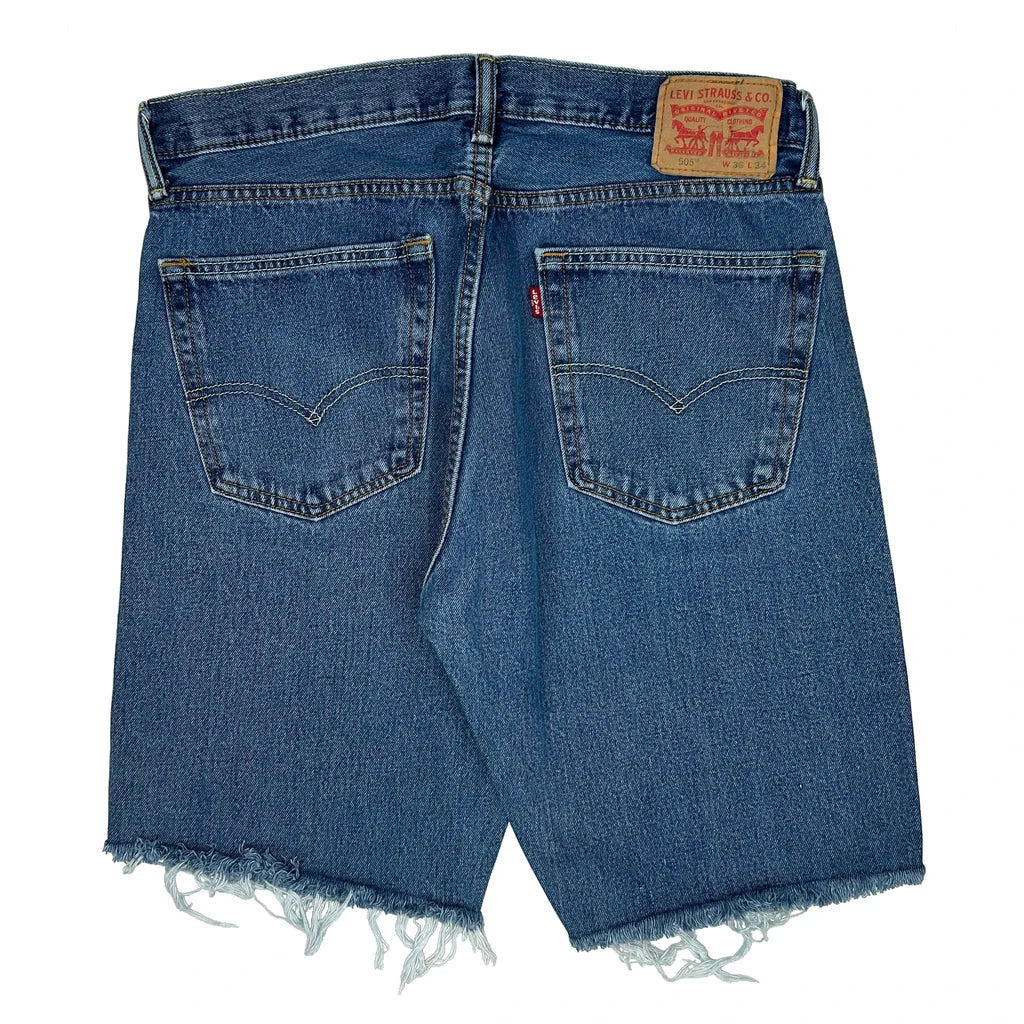 Levis Cut Off Denim Shorts - 34W 11L Blue Denim