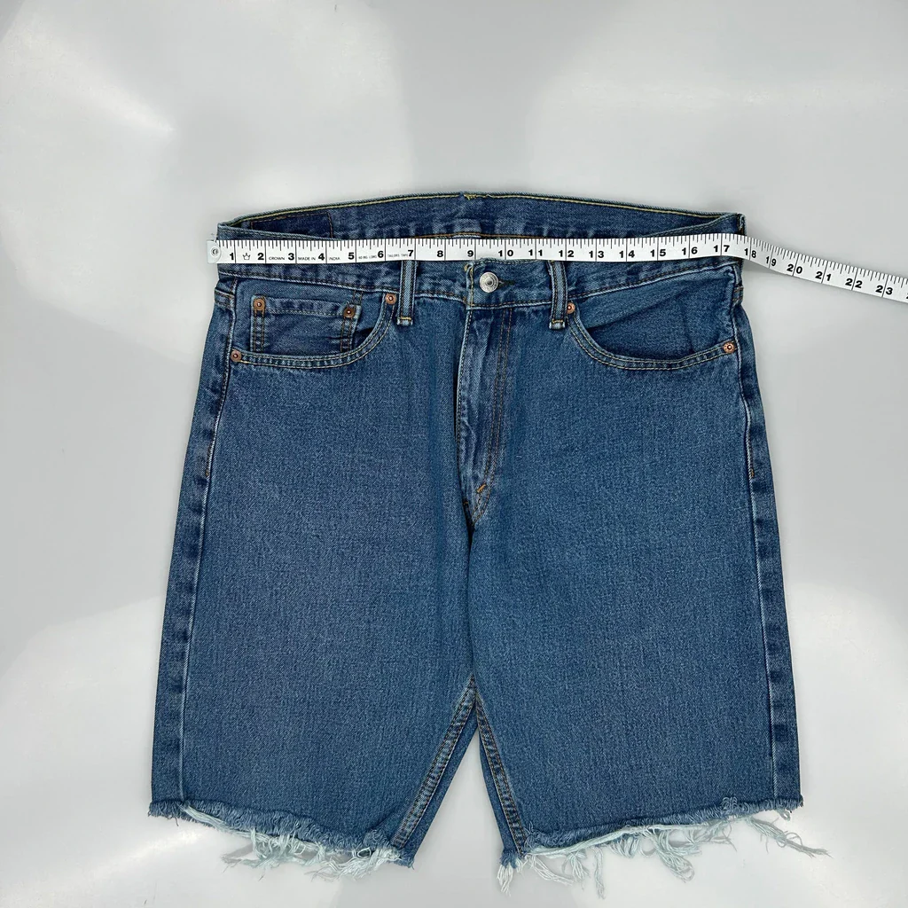 Levis Cut Off Denim Shorts - 34W 11L Blue Denim - Image 3