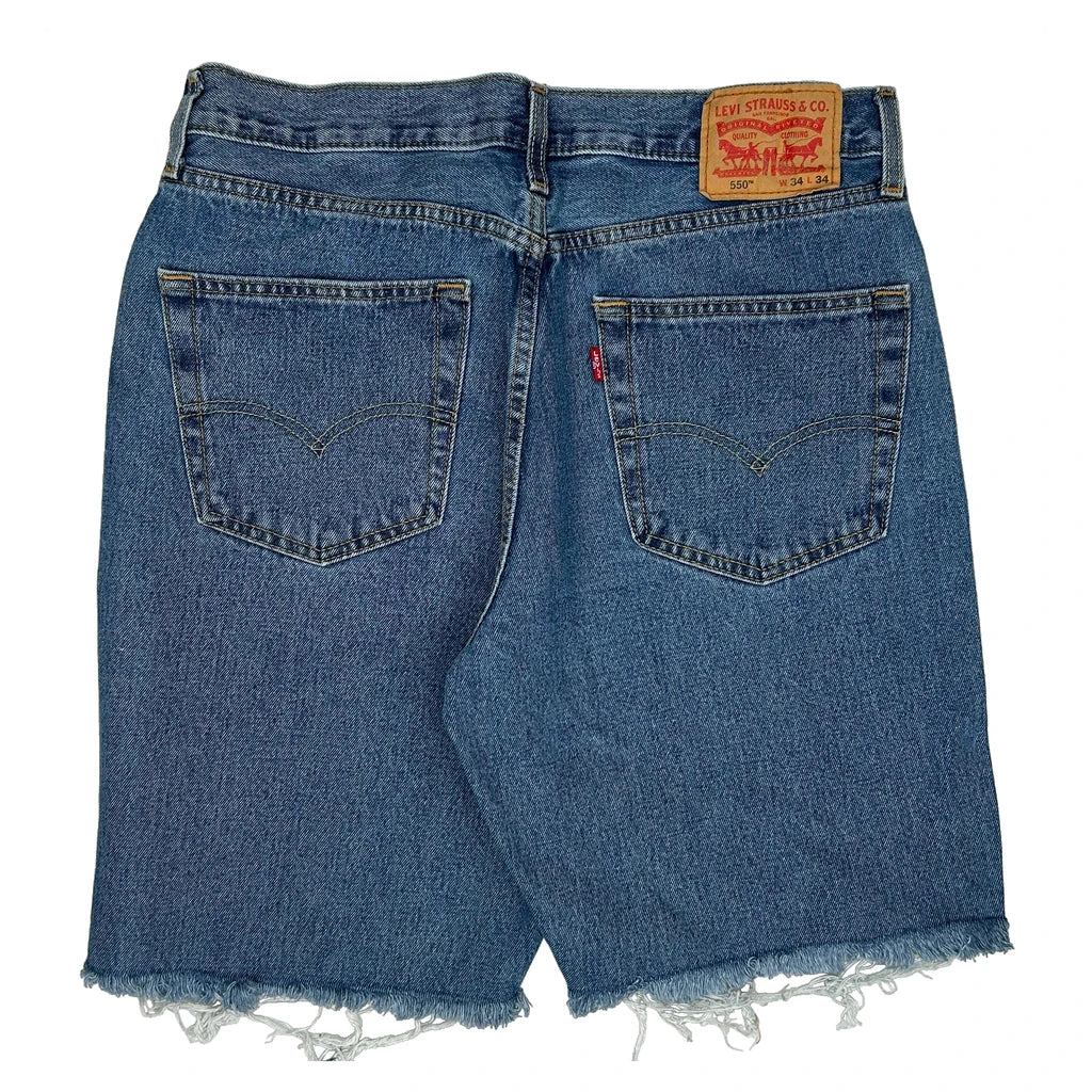 Levis Cut Off Denim Shorts - 34W 11L Blue Denim