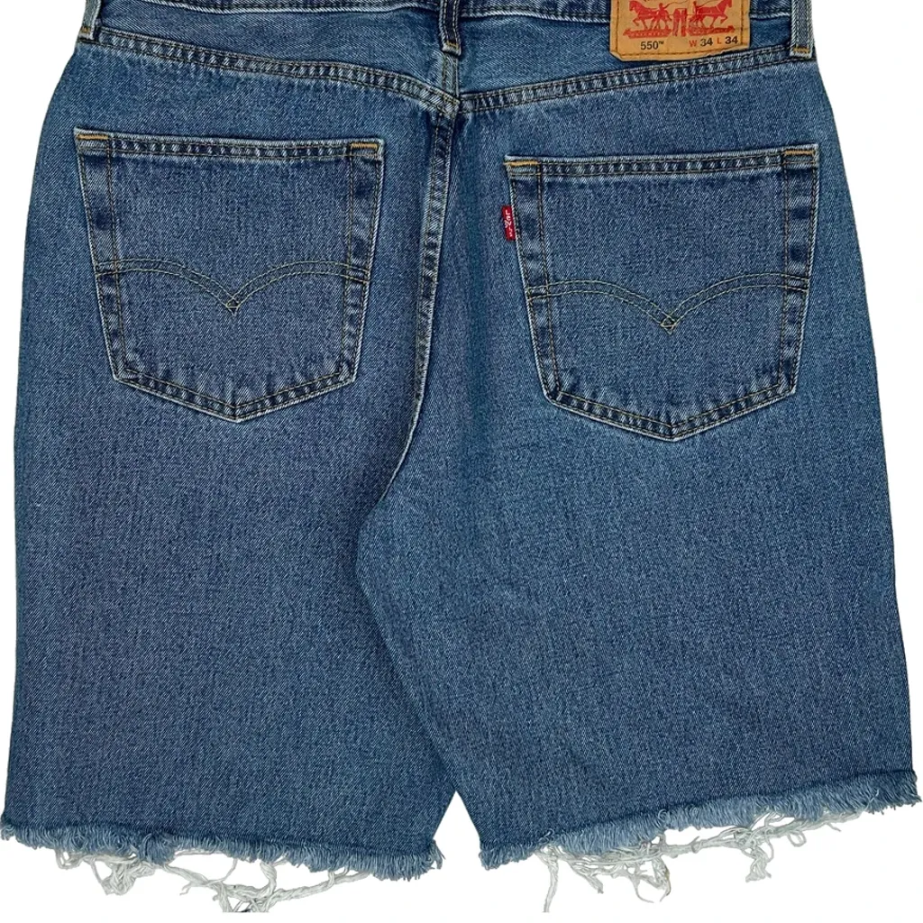 Levis Cut Off Denim Shorts - 34W 11L Blue Denim - Image 7