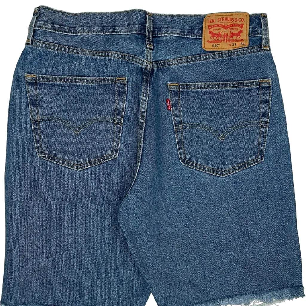Levis Cut Off Denim Shorts - 34W 11L Blue Denim - Image 8